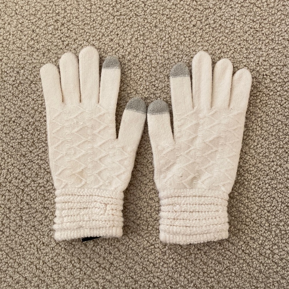 Steve Madden Glitter Texting Gloves Cream Women’s One Size EUC Read Description